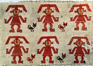 Sample of Lambayeque fabric with a figure design, Chimu by Pre Columbian